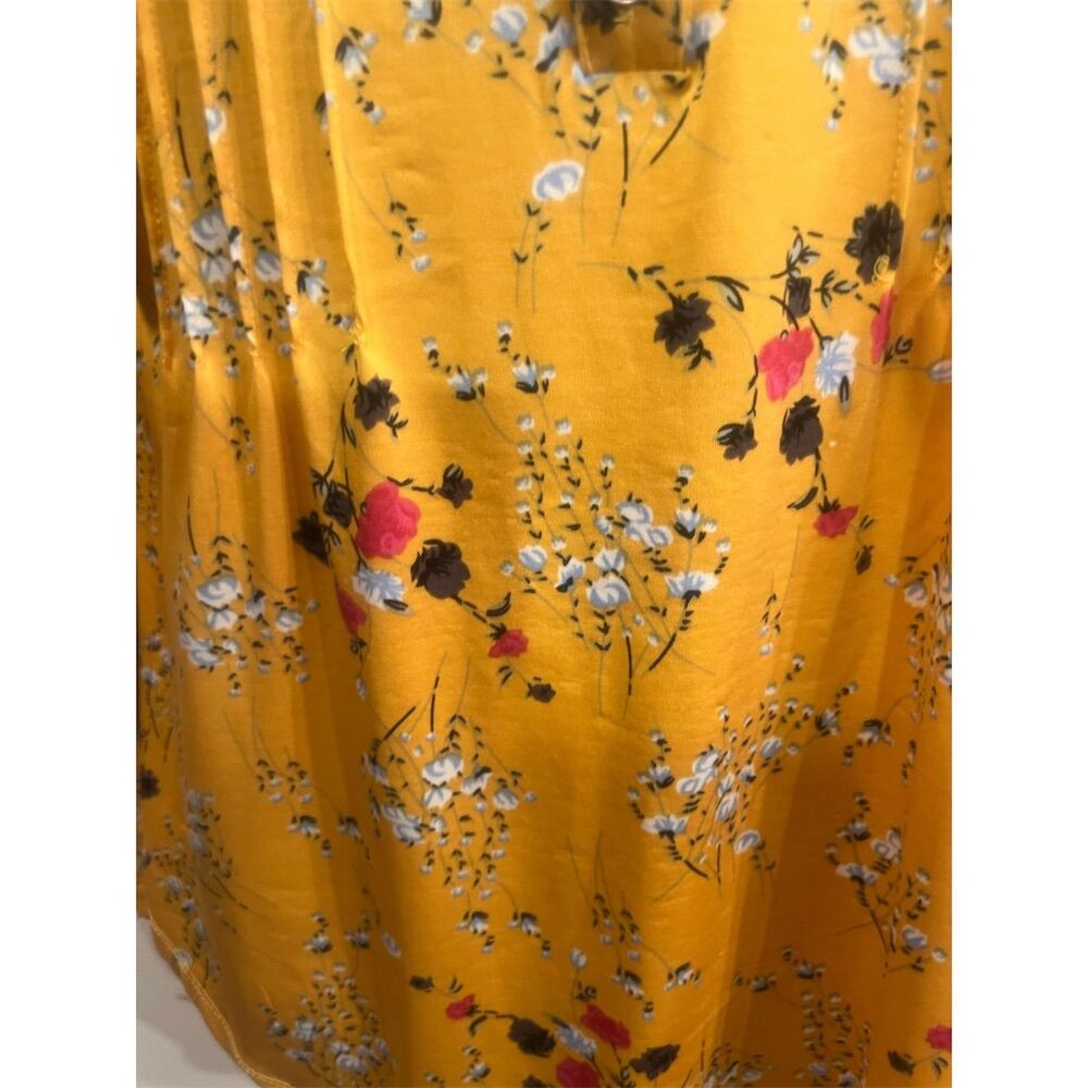 NY Collection Women's Floral Blouse Yellow V-Neck 3/4 Sleeve Standard Size M - Picture 4 of 15